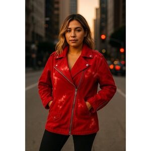 Isabel Marant Étoile Red Tie-Dye Moto Coat – Size Medium (US 8 / FR 40)